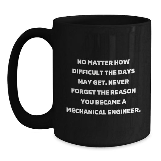 Mechanical Engineer Inspirational Gifts Black Coffee Mug for Graduation, Funny Quote from Friends to Coworkers, 11oz or 15oz, Microwave and Dishwasher Safe - Main