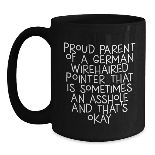Funny German Wirehaired Pointer Dog Gifts for Men Black Coffee Mugs from Proud Parents, German Wirehaired Pointer Dog Lover Gifts, Unique Graduation Gifts - Main