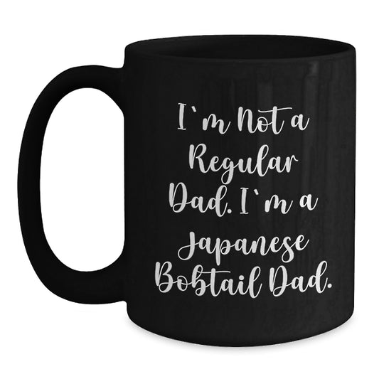 Japanese Bobtail Cat Dad Coffee Mug, Funny Gift for Men from Family, Unique Christmas Unique Gifts for Japanese Bobtail Cat Enthusiasts, Black 11oz/15oz Ceramic Mug - Main