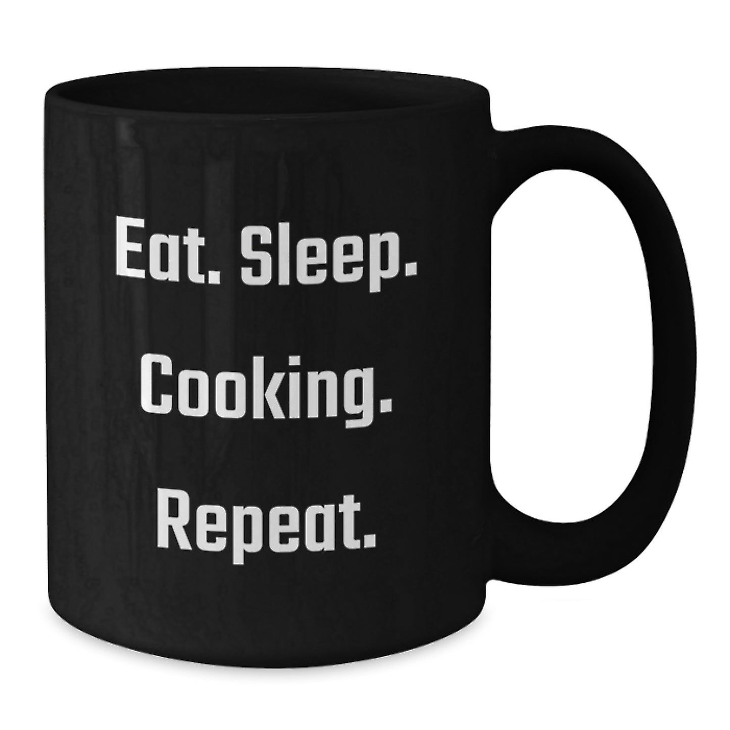 Funny Christmas Unique Gifts for Cooking Enthusiasts from Friends and Family - Eat. Sleep. Cooking. Repeat. Black Coffee Mug - Additional