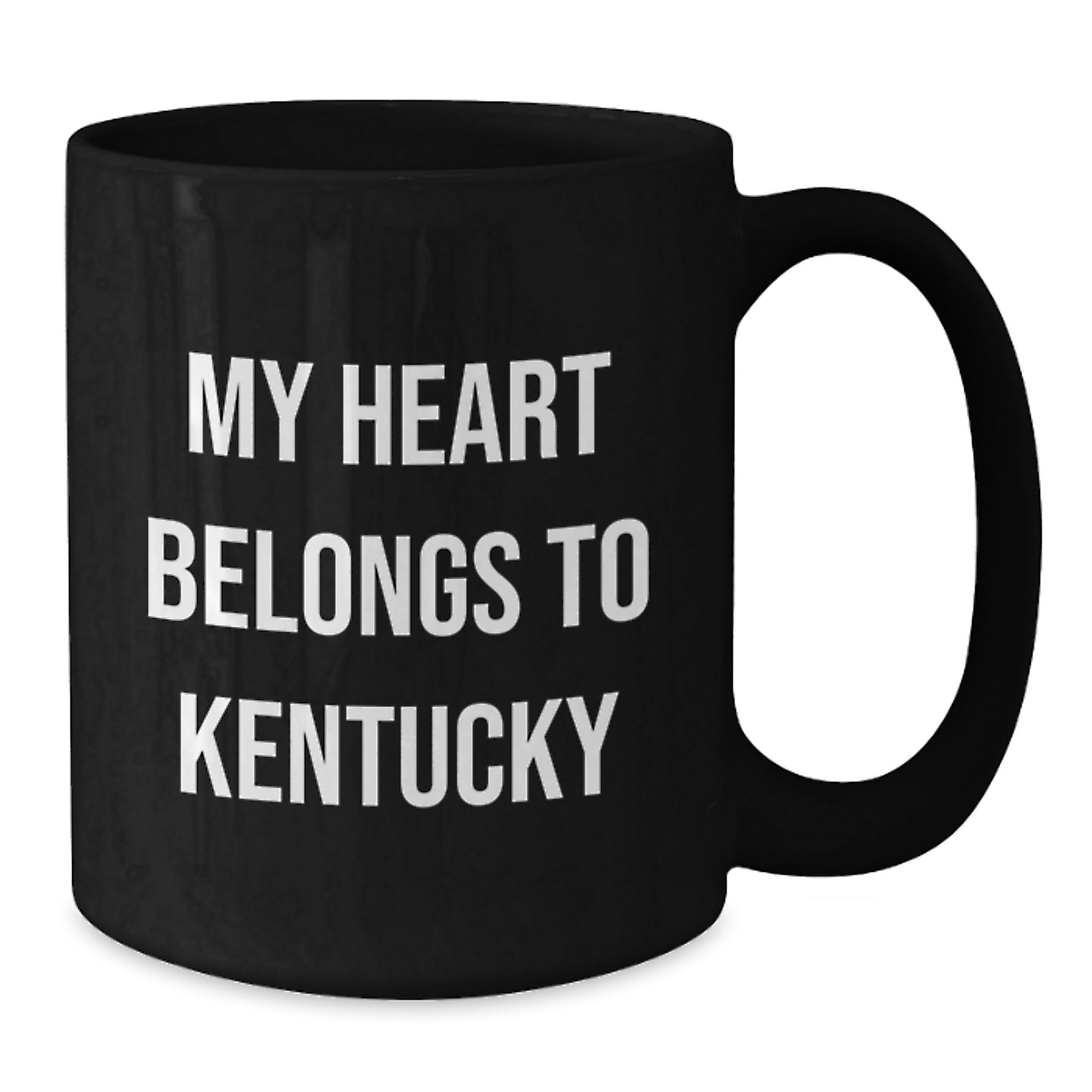 Kentucky Proud Black Coffee Mugs, Funny Quote 'My Heart Belongs To Kentucky', Gifts from Friends for Birthday, 11oz or 15oz Ceramic Mugs - Additional