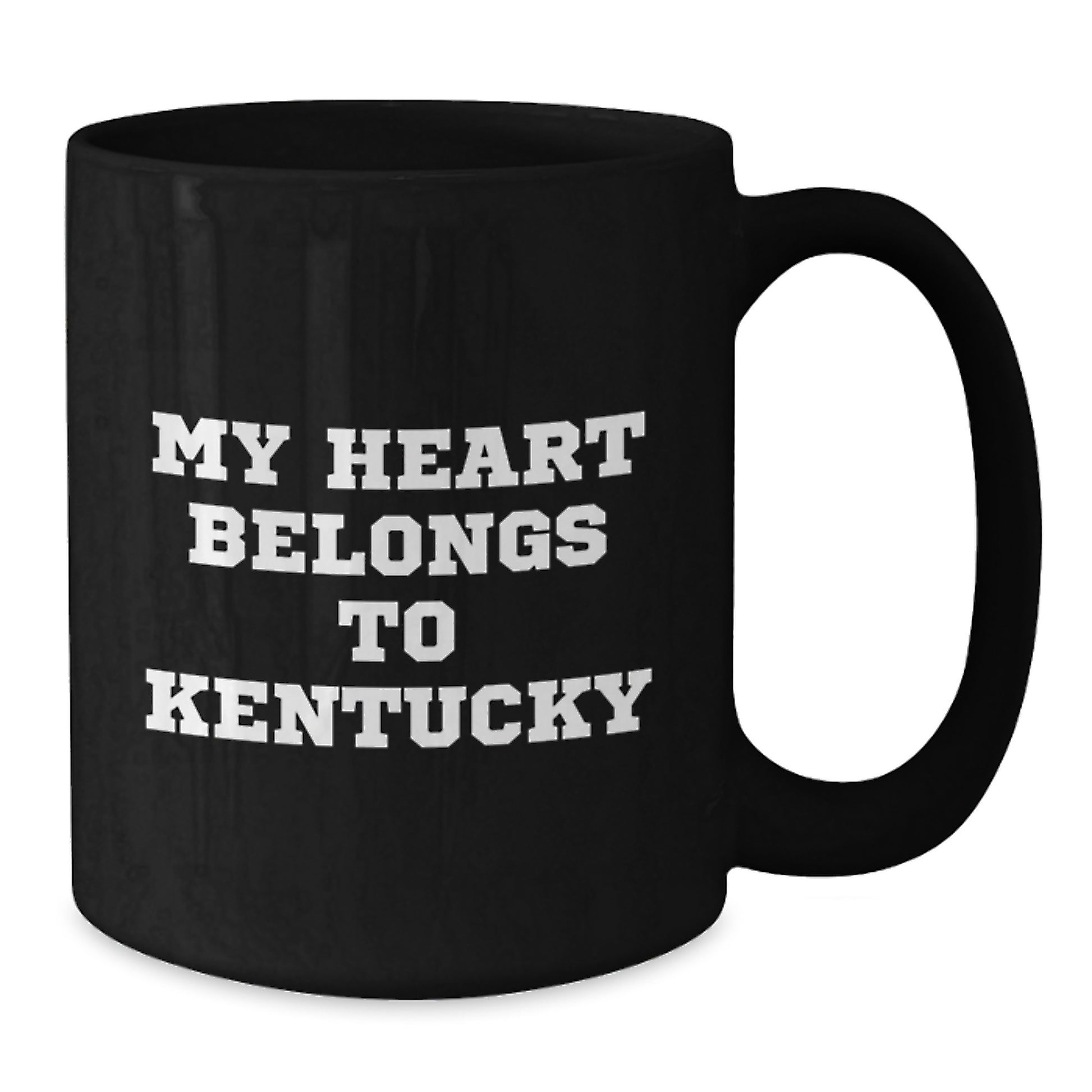 Funny Kentucky Gifts for Men, Women, Friends, Coworkers - 'My Heart Belongs To Kentucky' Black Coffee Mug, Birthday Unique Gifts from Family - Additional