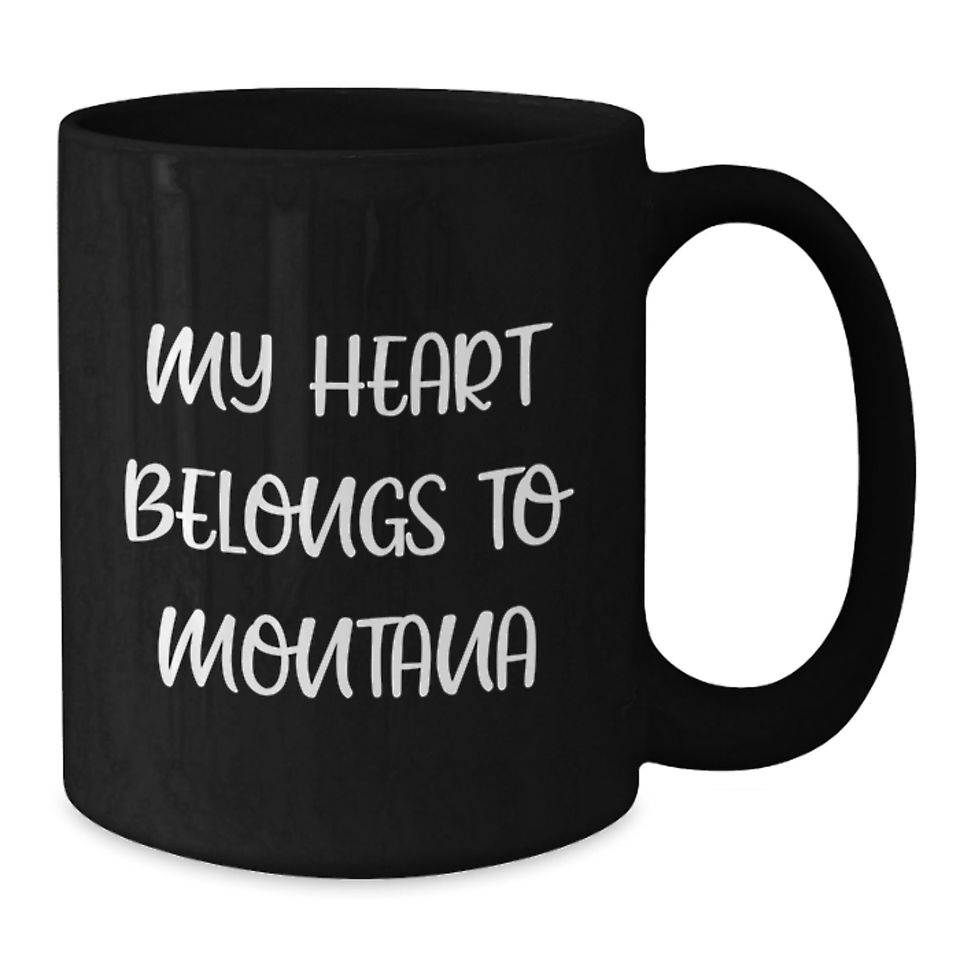 Funny Montana Gifts for Him - My Heart Belongs To Montana, Black Coffee Mug, Birthday Unique Presents from Men to Friends - Additional