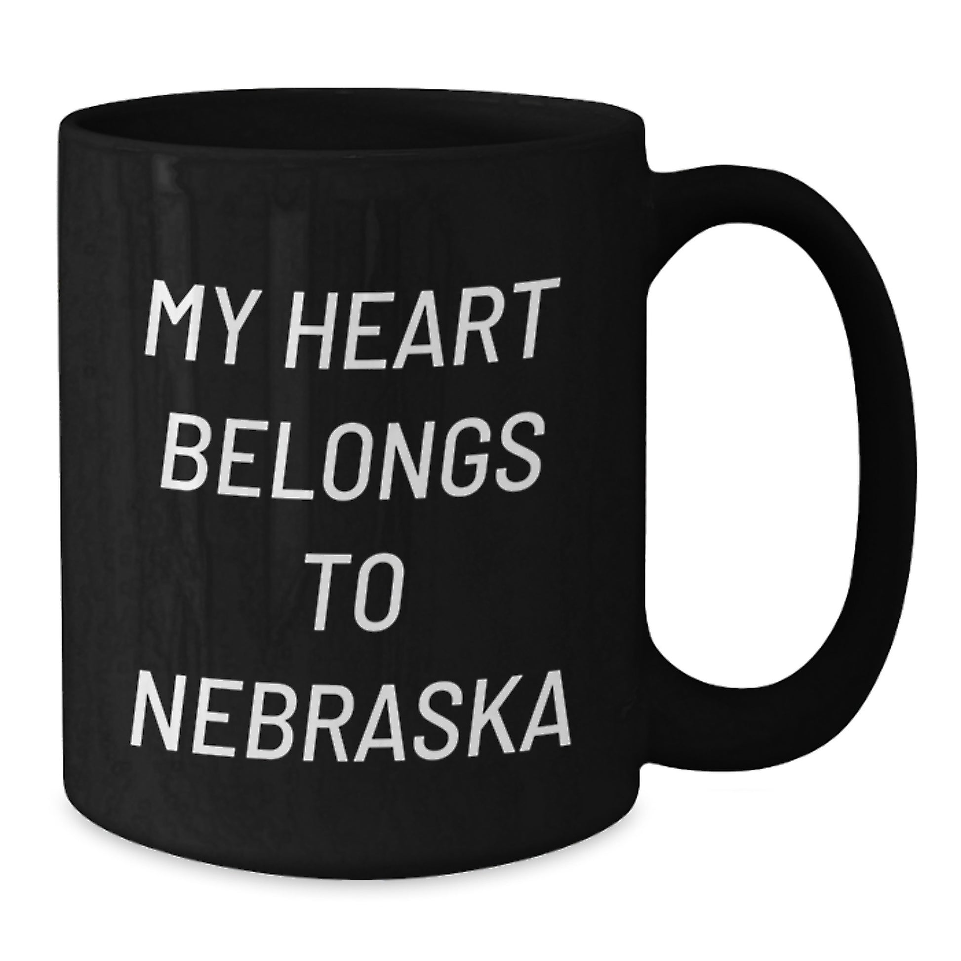 Nebraska Lovers Funny Mugs Gifts from Friends to Family, 'My Heart Belongs To Nebraska' Quote on Black Coffee Mug for Birthday - Additional