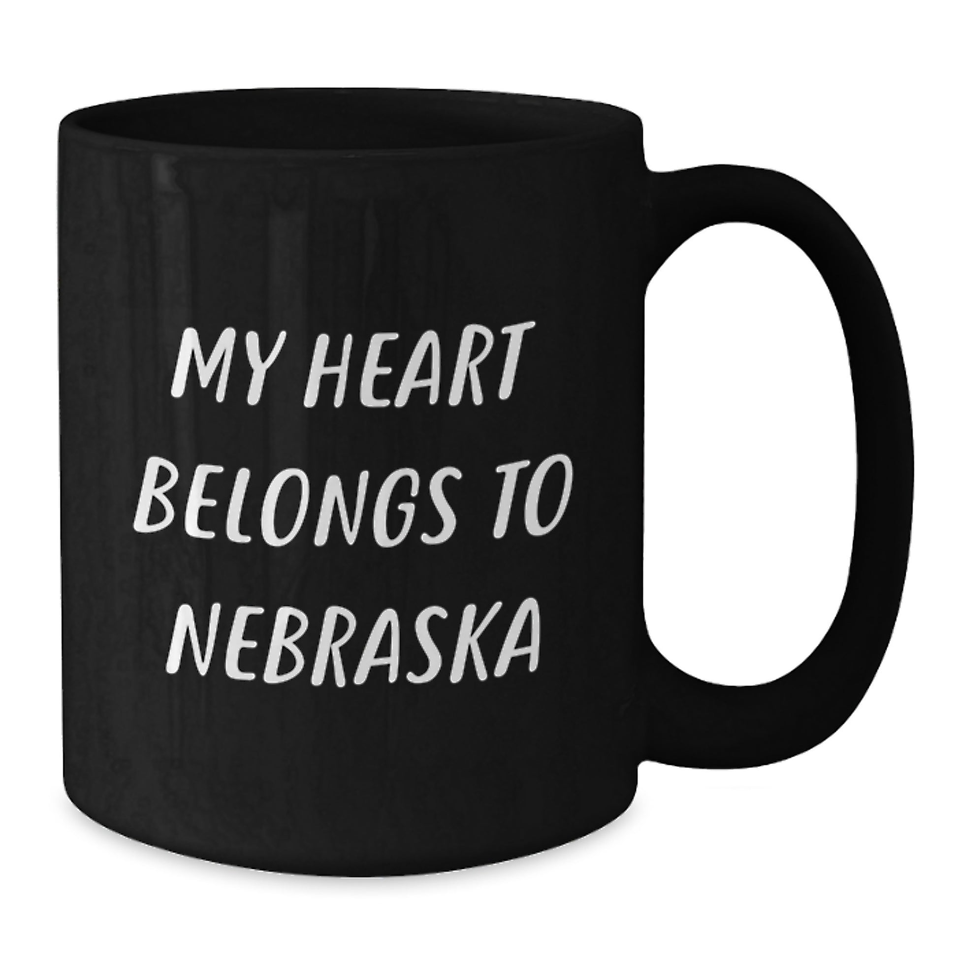 Funny Nebraska Coffee Mugs, My Heart Belongs To Nebraska, Black Coffee Mug, Birthday Unique Gifts from Friends to Nebraska Lovers, Gifts for Nebraska Men and Women - Additional