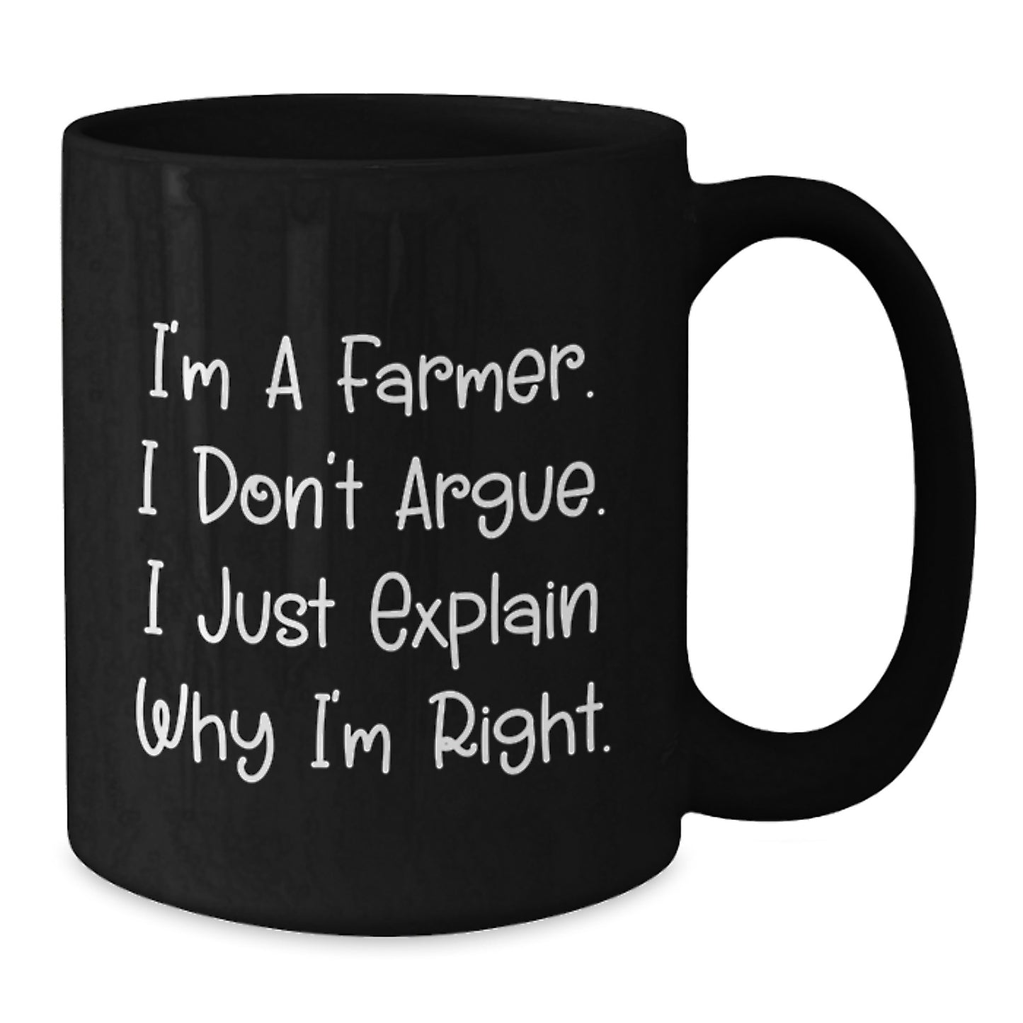 Funny Farmer Gifts from Friends for Christmas Unique Black Coffee Mug - I'm A Farmer. - Additional