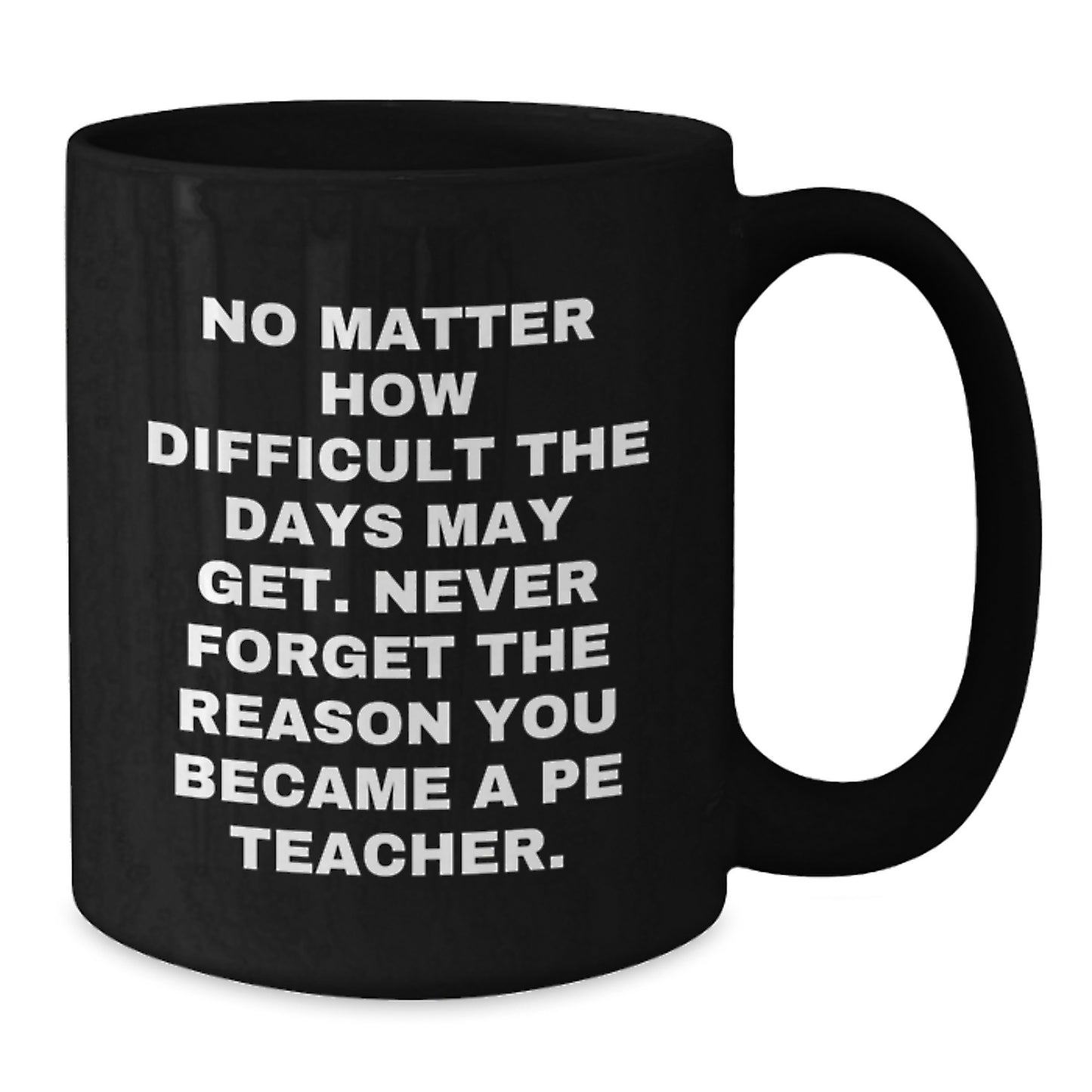Funny Inspirational PE Teacher Gifts for Men - Gifts from Family - Black Coffee Mug - Never Forget The Reason - Additional
