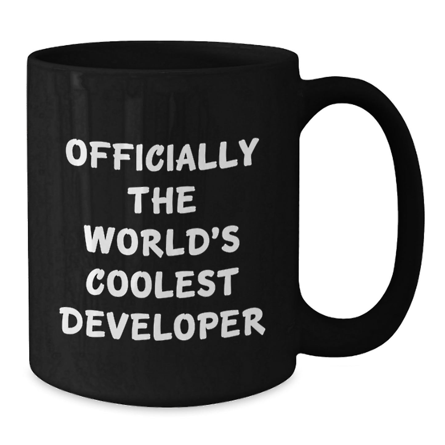 Funny Developer Gifts from Family, Black Ceramic Coffee Mug for Graduation, 'Officially The World's Coolest Developer' Quote, 11oz or 15oz, Microwave and Dishwasher Safe - Additional