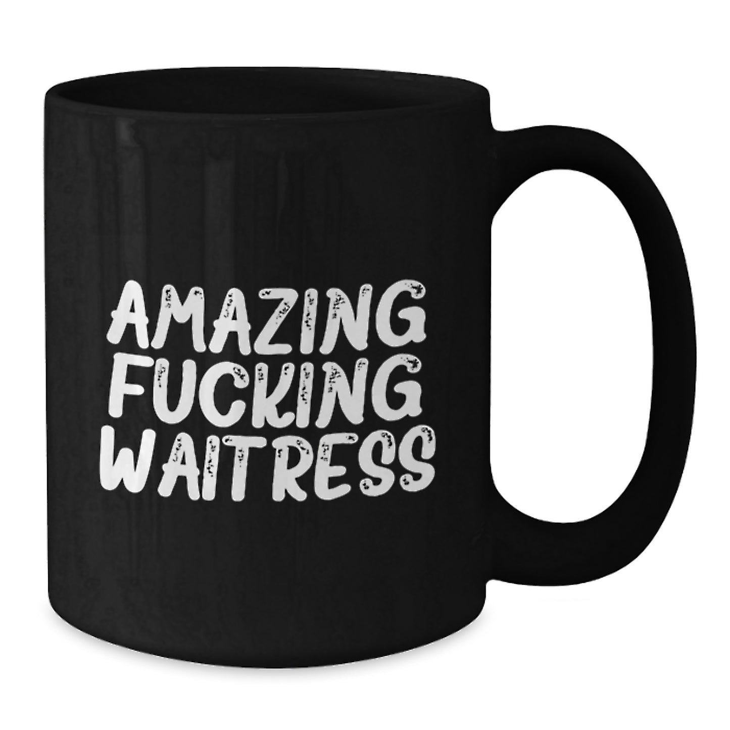 Funny Waitress Gifts for Women, Black Coffee Mug, 'Amazing F--king Waitress' Quote, Unique Christmas Unique Gifts from Friends - Additional