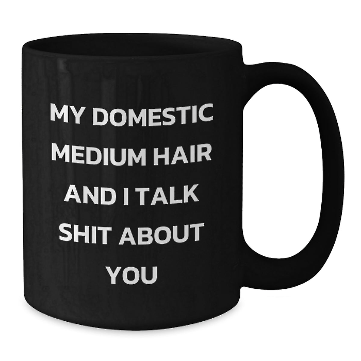 Funny Domestic Medium Hair Gifts for Dad, Black Coffee Mug, 'My Domestic Medium Hair And I Talk Shit About You' Quote, Unique Father's Day - Additional