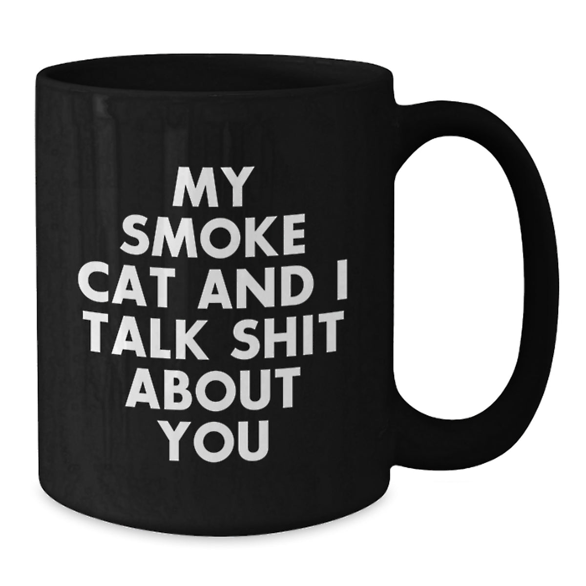 Funny Smoke Cat Gifts for Smoke Cat Enthusiasts, Black Coffee Mug, 'My Smoke Cat And I Talk Shit About You', Gifts from Friends and Family for Christmas - Additional
