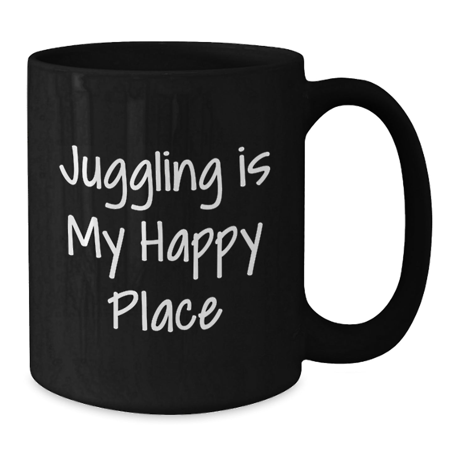 Juggling Enthusiast's Funny Coffee Mug Gifts from Friends to Juggling Graduates, Juggling Is My Happy Place, Black Ceramic Mug - Additional