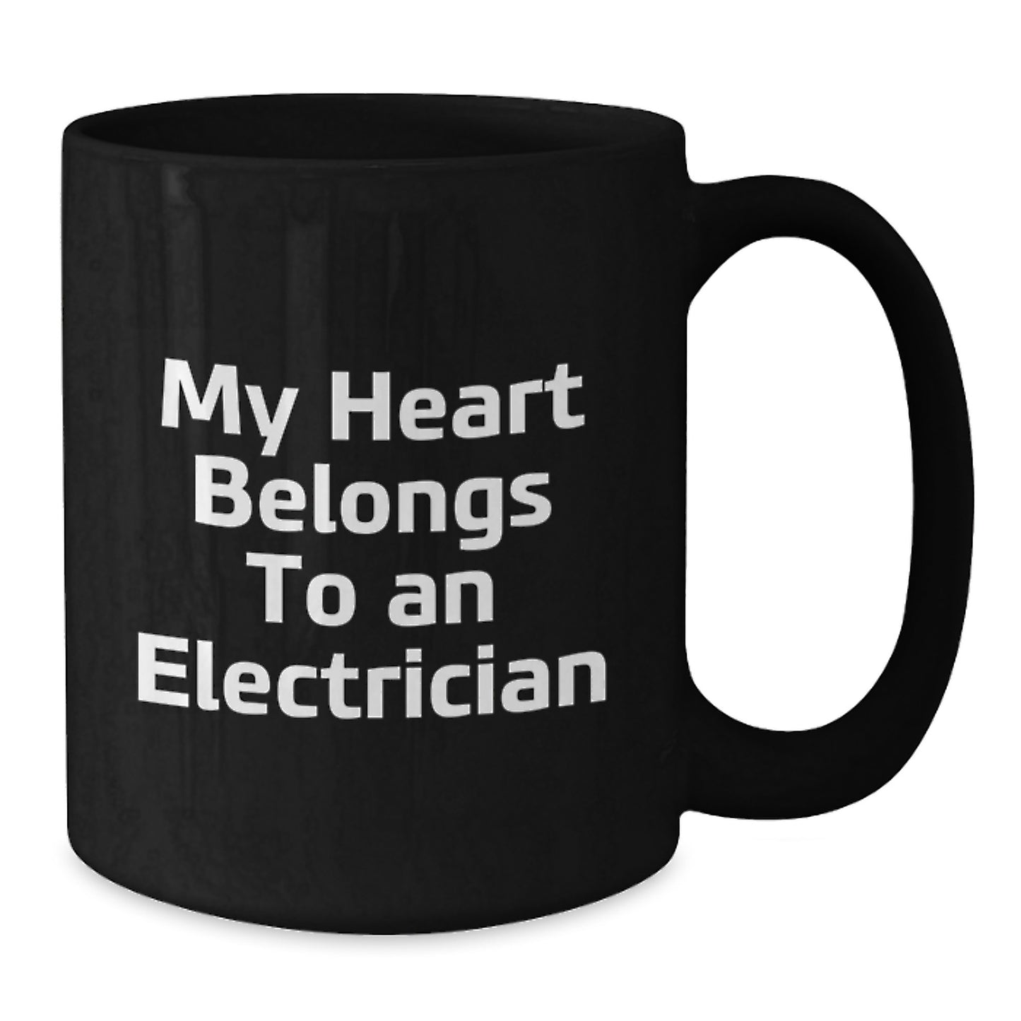 Funny Electrician Gifts for Men Black Coffee Mug - My Heart Belongs To An Electrician, Unique Graduation, Gifts from Friends, Family - Additional