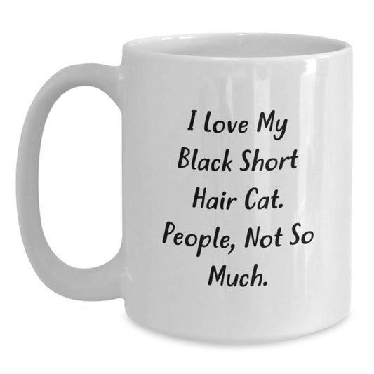 Black Short Hair Cat Lover Funny White Coffee Mug Gifts from Men to Family at Christmas - Main