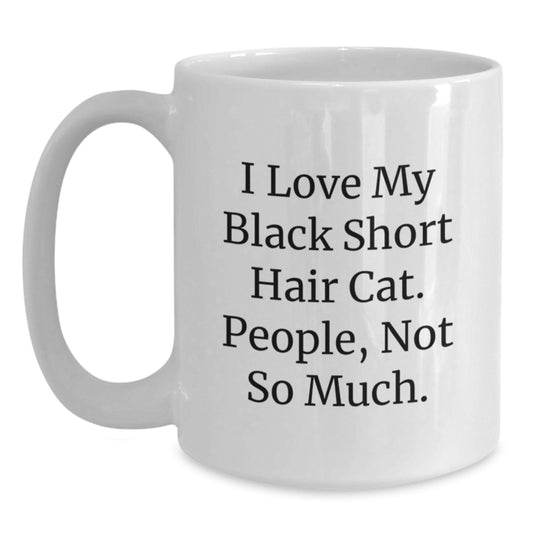 Funny Black Short Hair Cat White Coffee Mugs Gifts from Men for Black Short Hair Cat Lovers on Christmas - Main