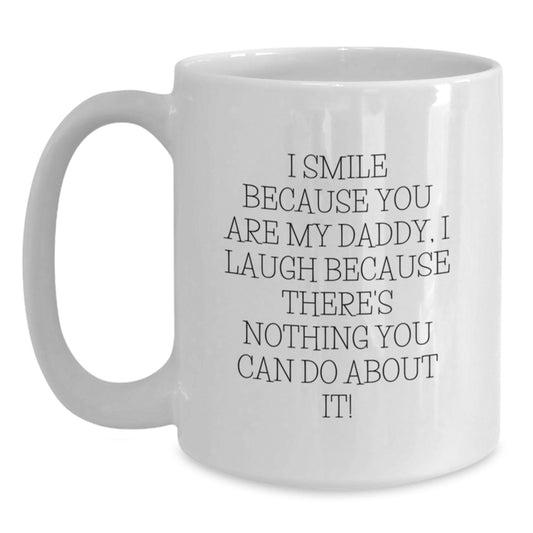 Daddy White Coffee Mug Funny Quote Gifts for Dads from Family on Christmas Morning - Main