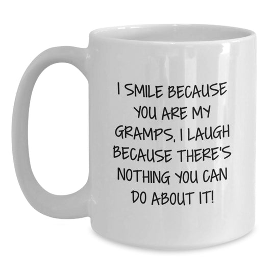 Funny Gramps Gifts, I Smile Because You Are My Gramps, White Coffee Mug for Birthday, Gifts from Family to Gramps - Main