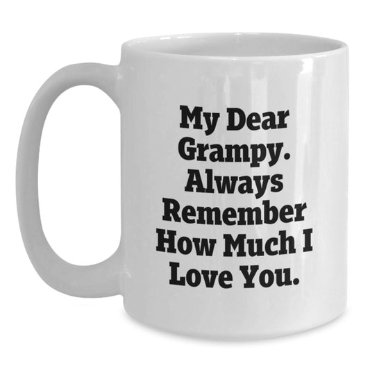 Funny Gifts from Family to Grampy, White Coffee Mug with 'My Dear Grampy' Quote, Christmas Unique Presents for Men - Main
