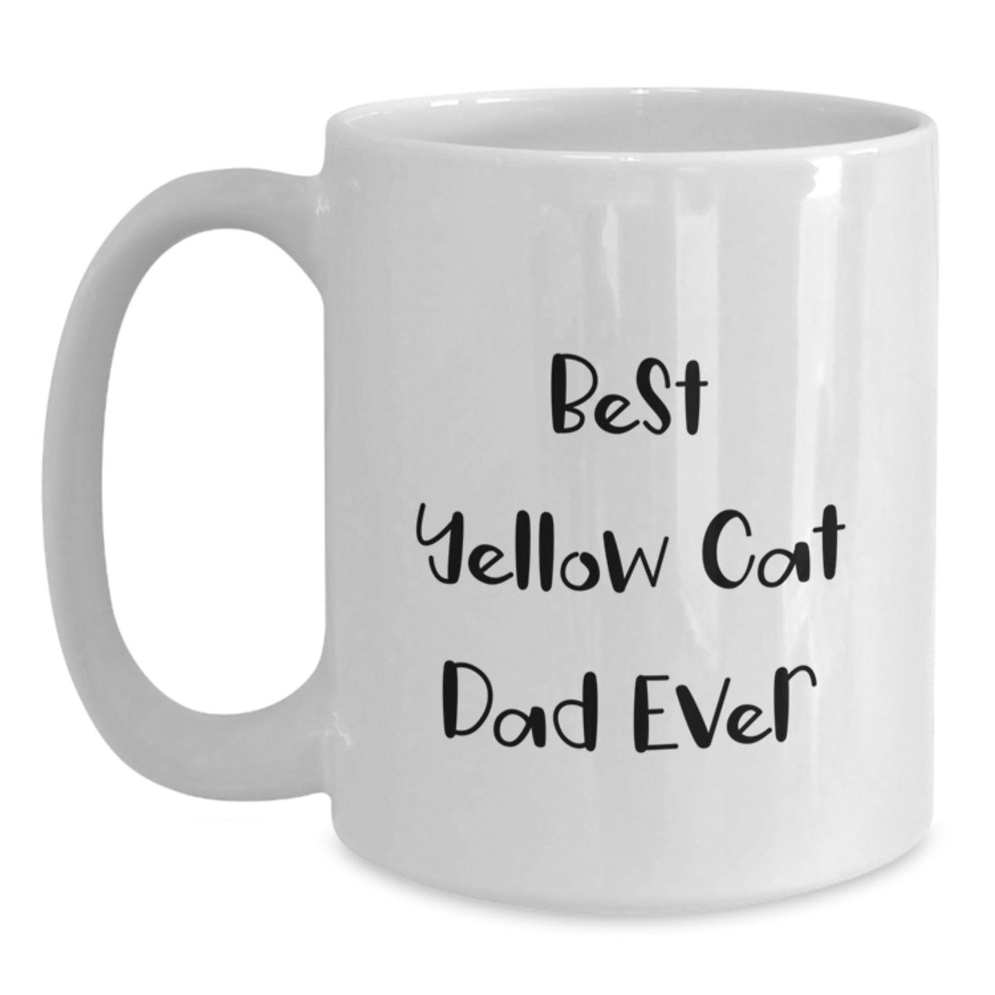 Funny Yellow Cat Dad Gifts for Him from Friends on Birthday - White Coffee Mug, 11oz or 15oz Capacity, Ceramic, Microwave and Dishwasher Safe - Main