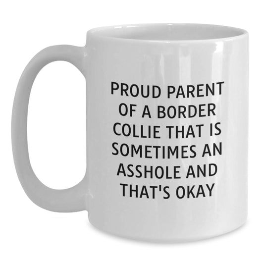 Funny Border Collie Dog Gifts for Men - Proud Parent White Coffee Mug, Birthday Unique Gifts from Friends to Family - Main