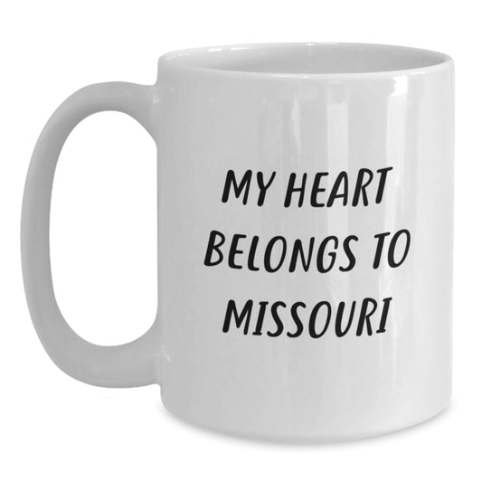 Missouri Gifts, My Heart Belongs To Missouri, White Coffee Mug, Birthday Unique Gifts from Friends, Gifts for Missouri Lovers - Main