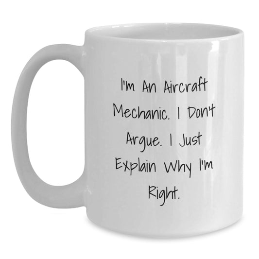 Aircraft Mechanic Humor Funny White Coffee Mug Gifts from Dad to Mom on Mother's Day - Main