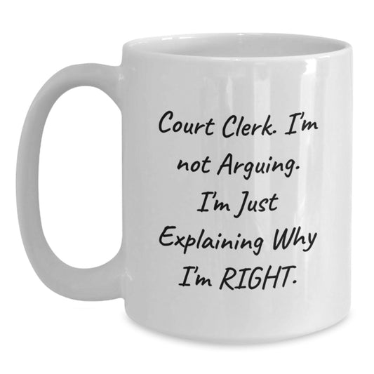Funny Court Clerk Gifts from Friends to Court Clerks, White Coffee Mug for Court Clerks on Christmas Unique Gifts - Main