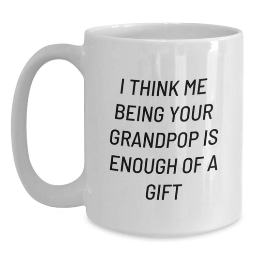 Funny Grandpop Gifts for Men Family Members from Grandkids - White Coffee Mug - Gift Idea for Graduation Day - Main