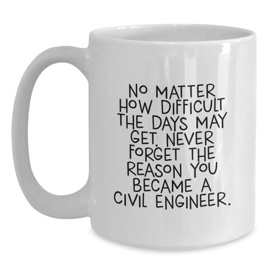 Inspirational Quote Gifts from Friends for Civil Engineer, White Coffee Mug for Graduation, Unique Motivational Civil Engineer Gifts - Main