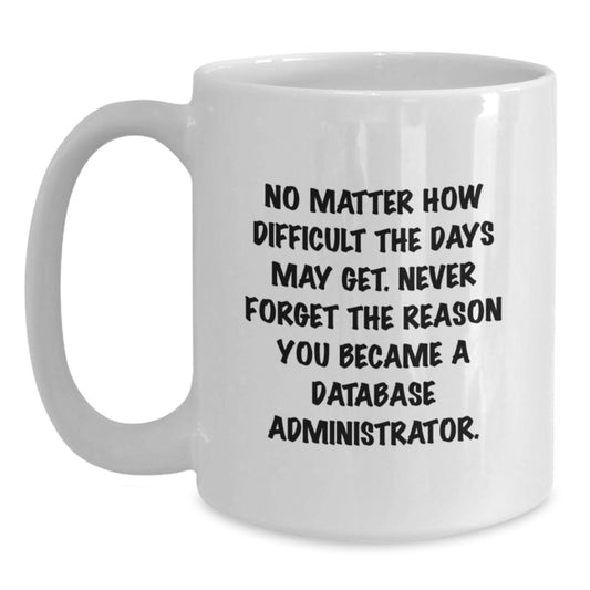 Funny Quote Database Administrator White Coffee Mug Gifts for Men from Family, Unique Christmas Unique Gifts for Database Administrator Friends, White Ceramic Coffee Mug - Main
