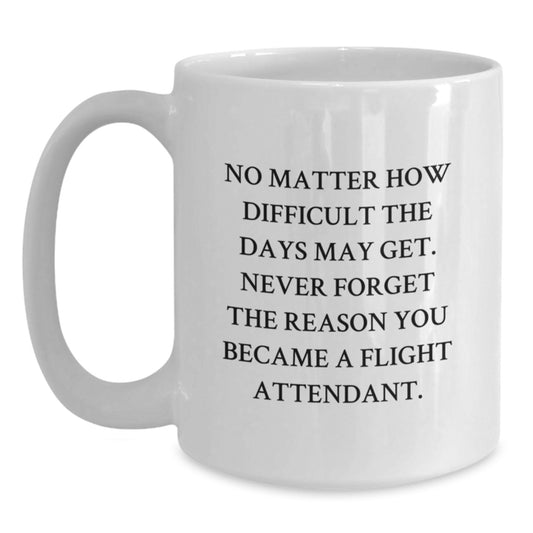 Flight Attendant Gifts from Friends, Inspirational White Coffee Mug for Flight Attendants, Never Forget the Reason, Graduation Unique Gifts - Main