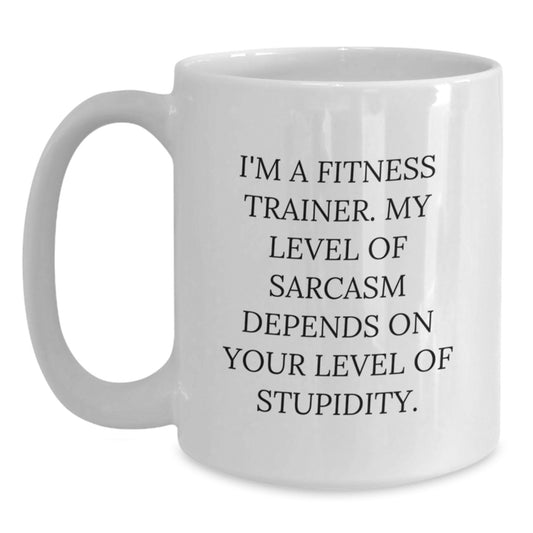 Fitness Trainer Humor Gifts from Friends for Graduation Unique White Coffee Mug - Main
