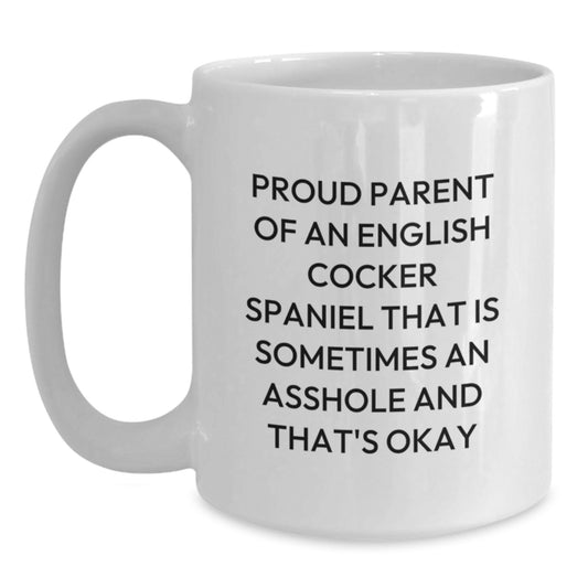 English Cocker Spaniel Dog Dad Funny White Coffee Mug Gifts from Men to Dad, Father's Day Unique Gifts for English Cocker Spaniel Dog Lovers, Proud Parent Quote - Main