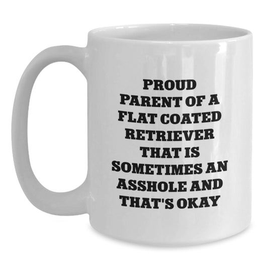 Funny Flat Coated Retriever Dog Gifts for Men, Friends, Mom from Daughter - White Coffee Mug for Birthday Unique - Main