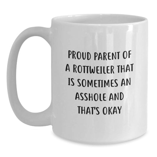 Funny Rottweiler Dog Gifts for Proud Parents, White Coffee Mug, Graduation Unique Gifts from Men - Main