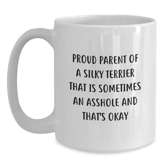 Funny Silky Terrier Dog Gifts for Proud Parents, Unique Birthday Unique Gifts from Friends, White Coffee Mug for Silky Terrier Dog Lover - Proud Parent Mug - Main