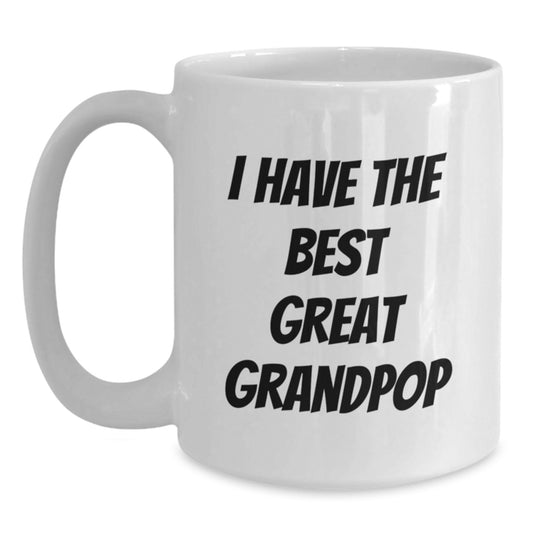 Funny Grandpop Gifts, White Coffee Mugs, Best Great Grandpop Quote, Gift for Grandpop from Family - Main