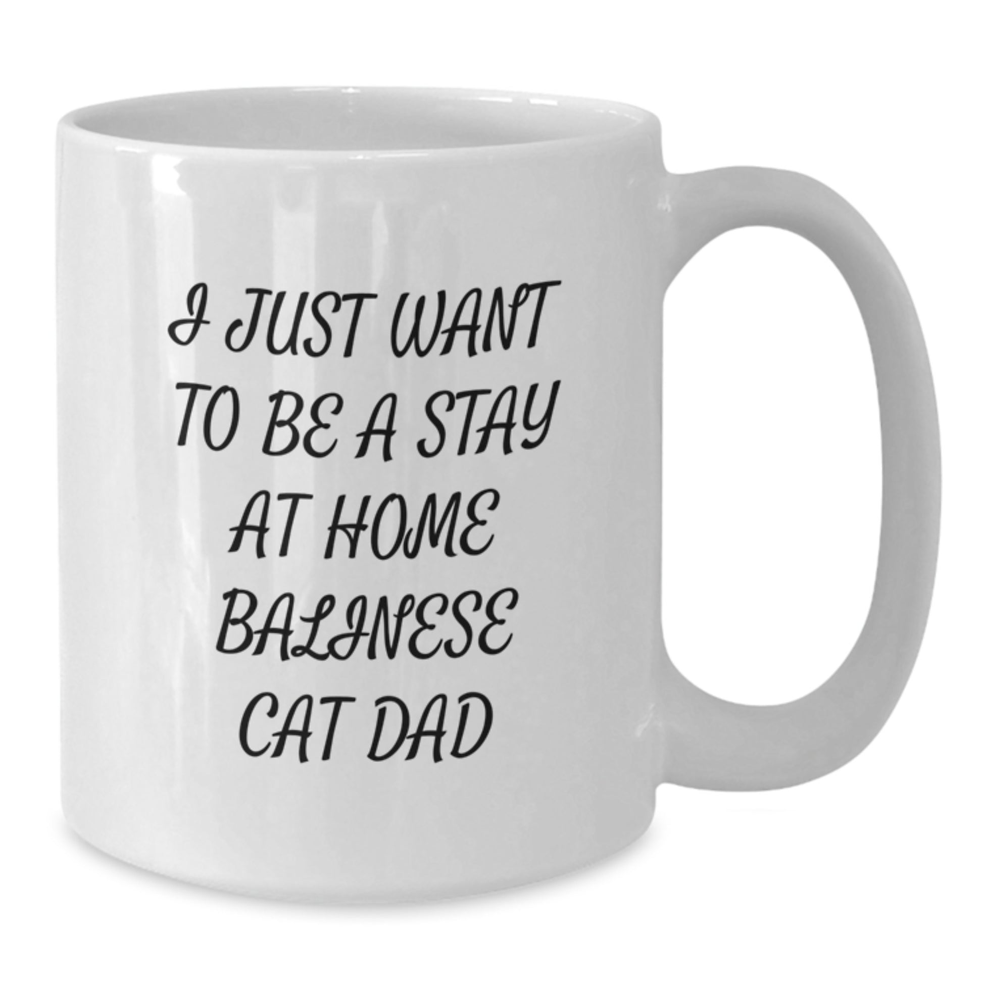 Funny Balinese Cat Dad Gifts from Mom for Graduation Unique White Coffee Mug, 'I Just Want To Be A Stay At Home Balinese Cat Dad', Microwave and Dishwasher Safe - Additional