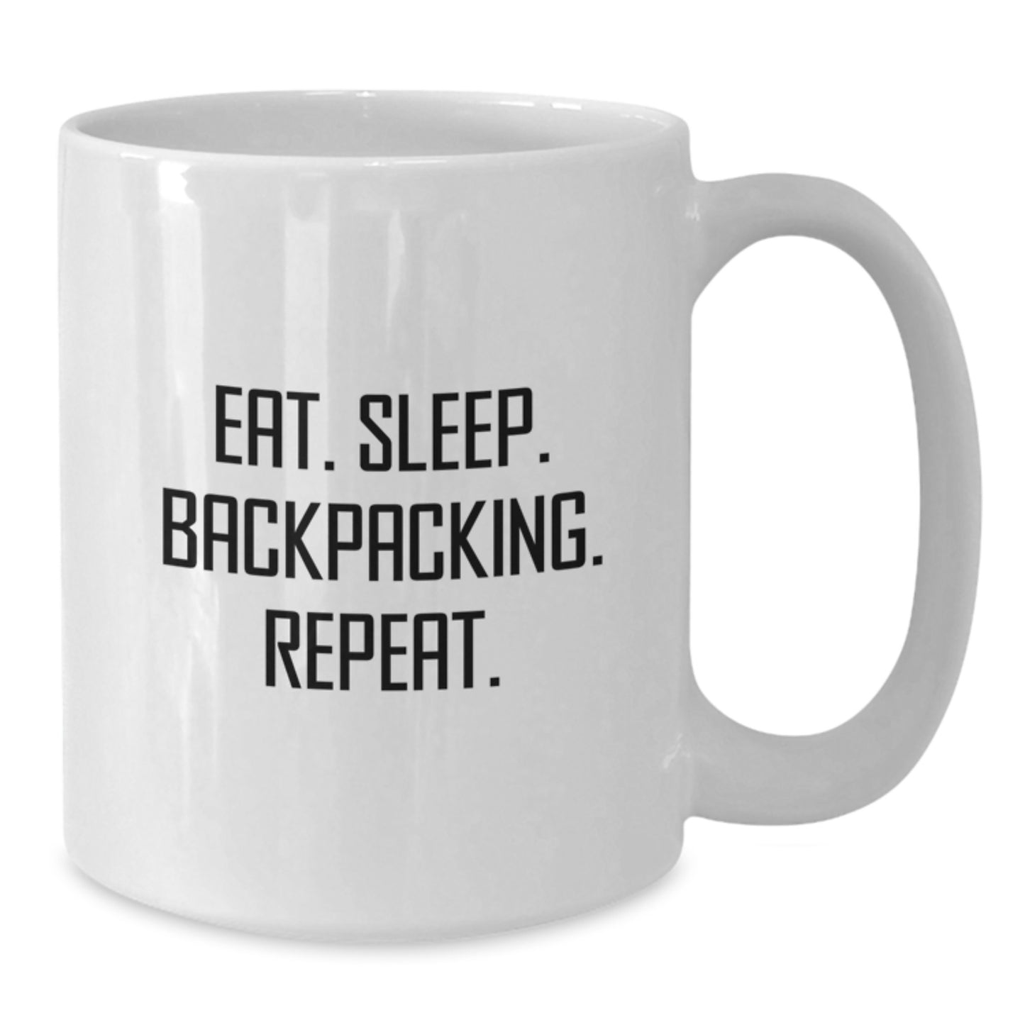 Funny Backpacking Gifts from Friends for Birthday Adventurers - Eat. Sleep. Backpacking. Repeat. White Coffee Mug - Additional