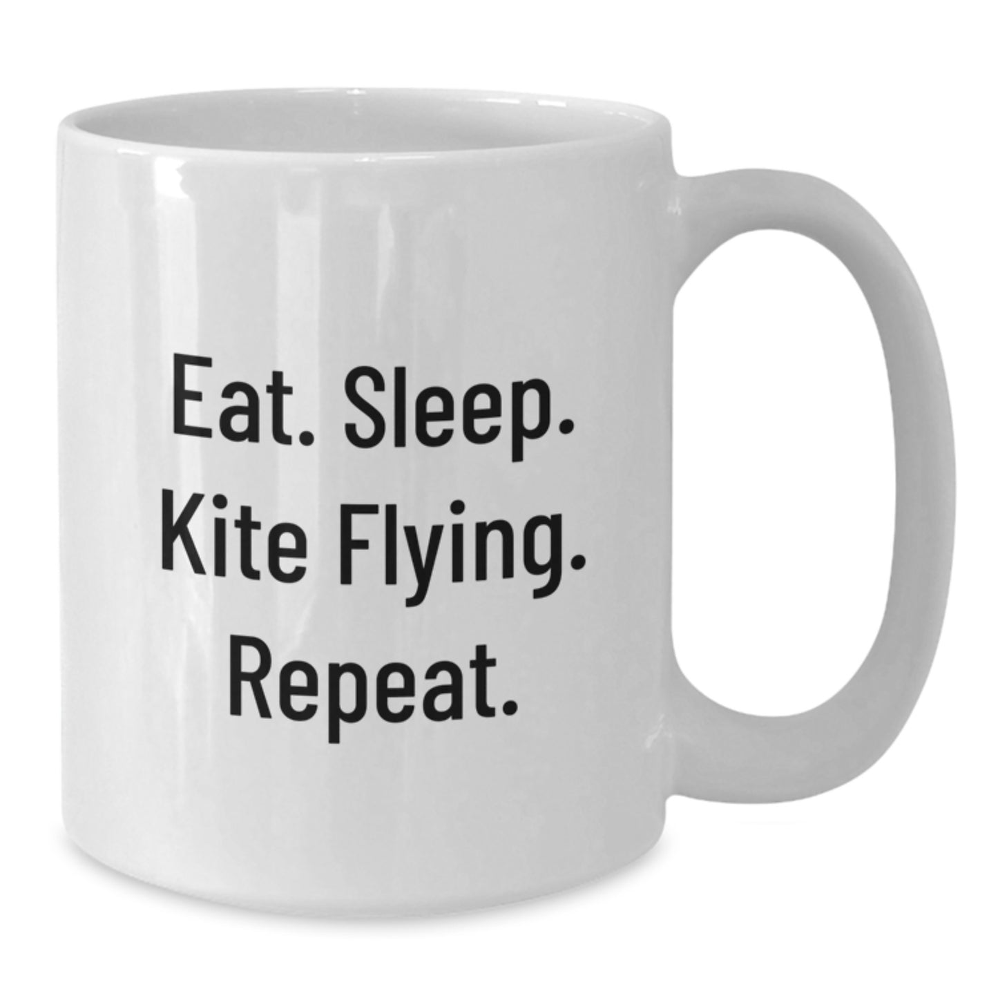 Kite Flying Funny Gifts from Friends for Kite Flying Enthusiasts, Eat. Sleep. Kite Flying. Repeat. White Coffee Mug, Birthday Unique Treasures - Additional