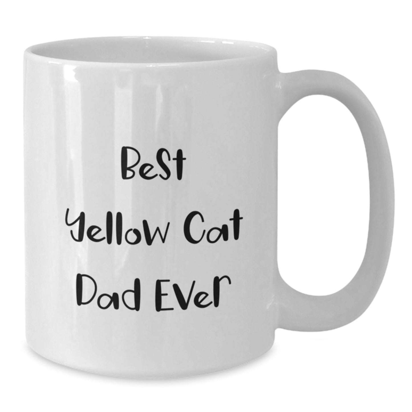 Funny Yellow Cat Dad Gifts for Him from Friends on Birthday - White Coffee Mug, 11oz or 15oz Capacity, Ceramic, Microwave and Dishwasher Safe - Additional