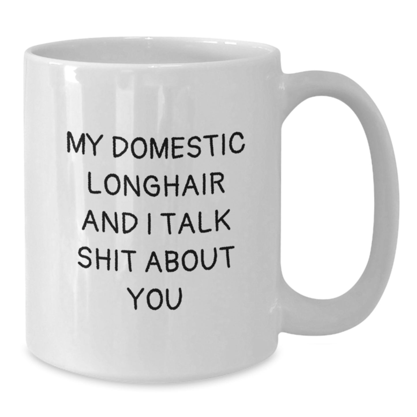 Funny Domestic Longhair Cat Gifts from Men, Women, Friends to Family, Coworkers for Valentine's Unique White Coffee Mug - Additional
