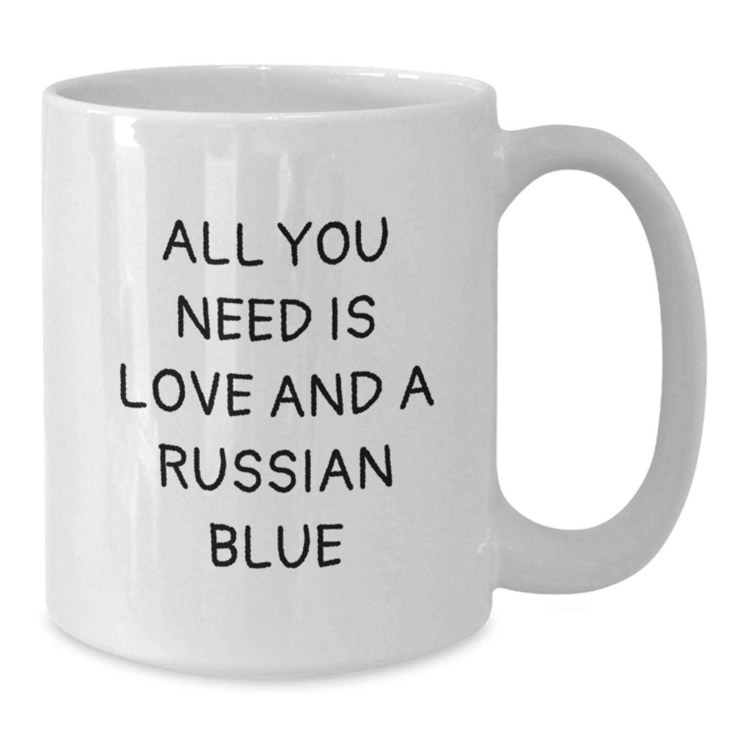 Gifts for Russian Blue Cat Lovers, Russian Blue Cat Birthday Unique Gifts, White Coffee Mug with Funny Quote 'All You Need Is Love And A Russian Blue' - Additional