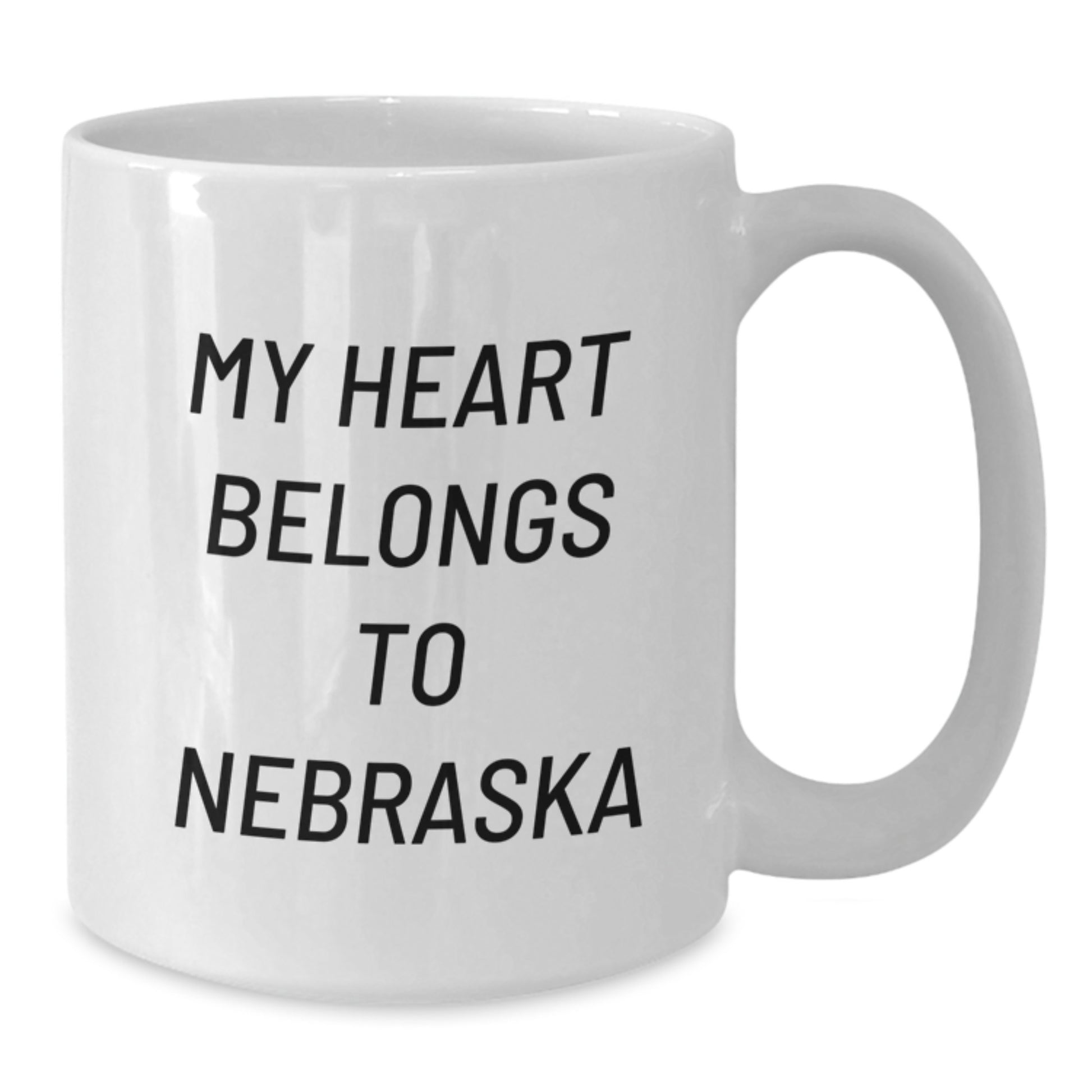 Funny Nebraska Quotes White Coffee Mug, My Heart Belongs To Nebraska Gifts from Friends to Family for Birthday - Additional