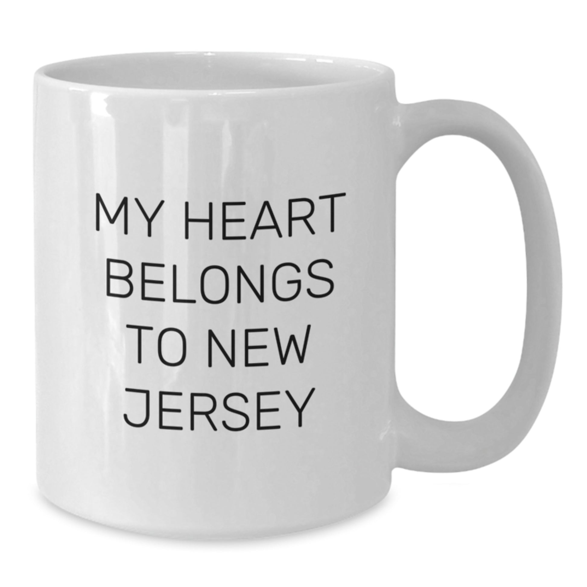 Funny New Jersey Gifts from Friends, Gifts for New Jersey Lovers, White Coffee Mug with My Heart Belongs To New Jersey Quote, Birthday Unique Gifts - Additional