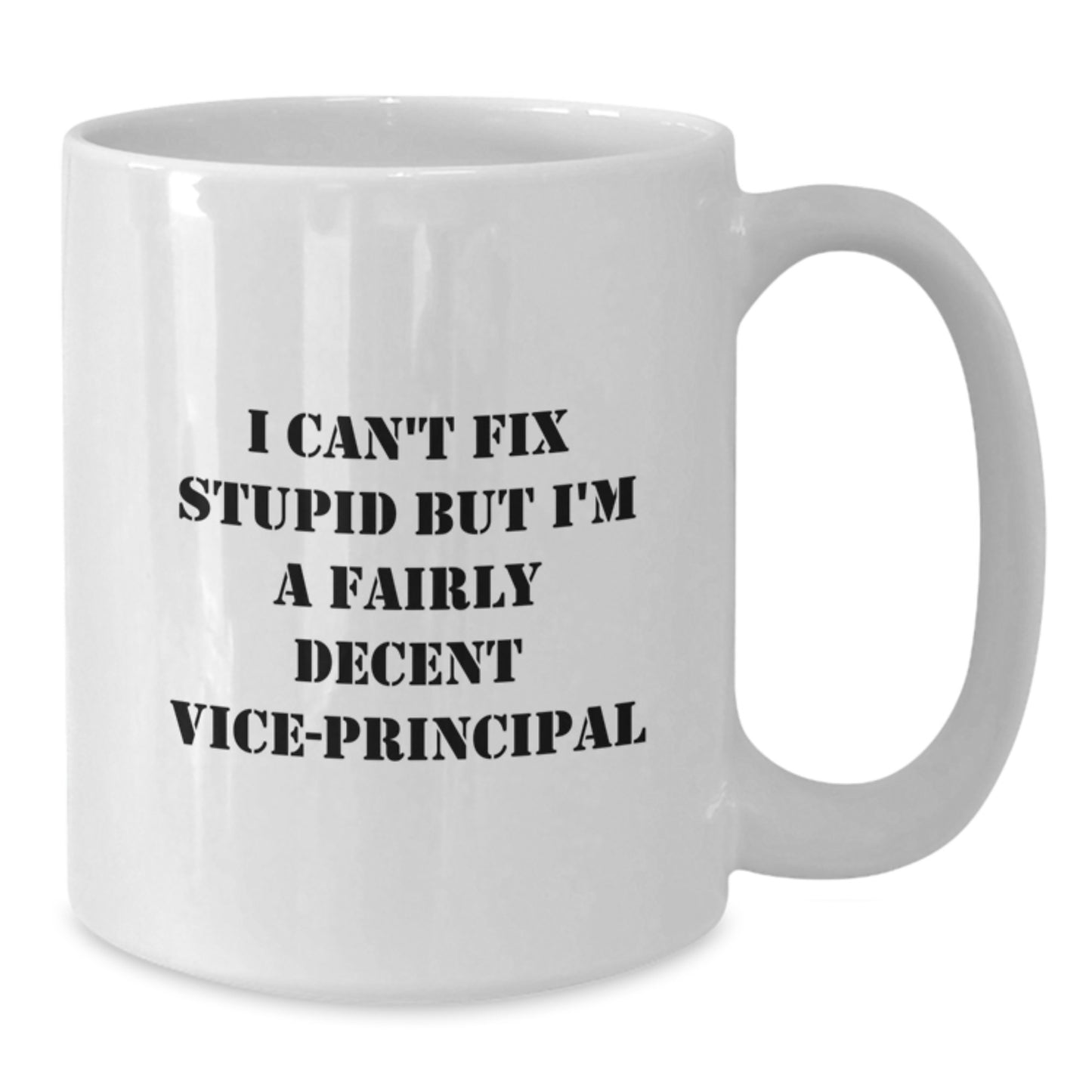 Funny Vice-Principal Gifts from Family - White Coffee Mug with 'I Can't Fix Stupid But I'm A Fairly Decent Vice-Principal' - Graduation Unique Gifts - Additional