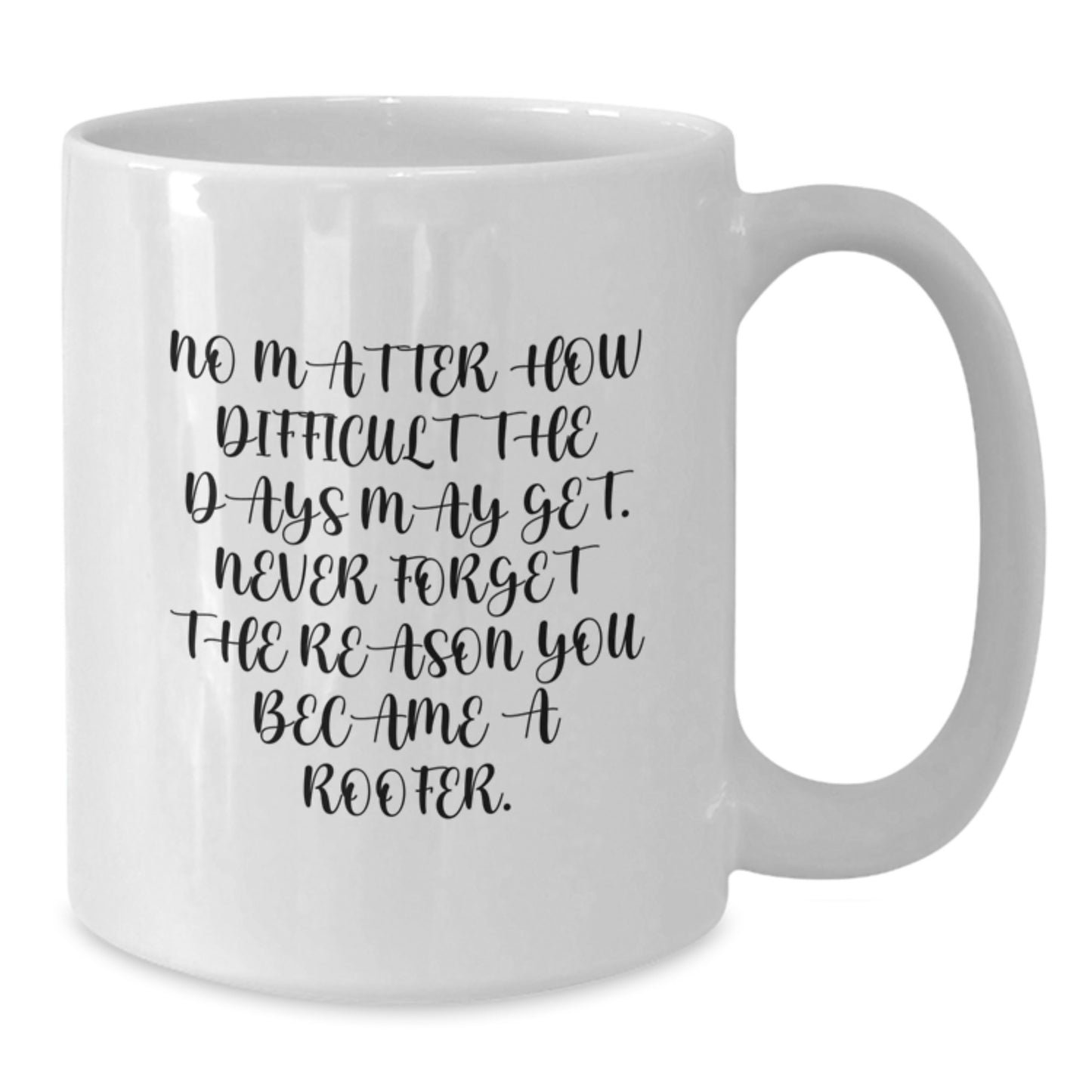 Funny Roofer White Coffee Mug, Gifts from Men to Roofer Friends, 'No Matter How Difficult The Days May Get. Never Forget The Reason You Became A Roofer.' for Graduation Unique Gifts - Additional