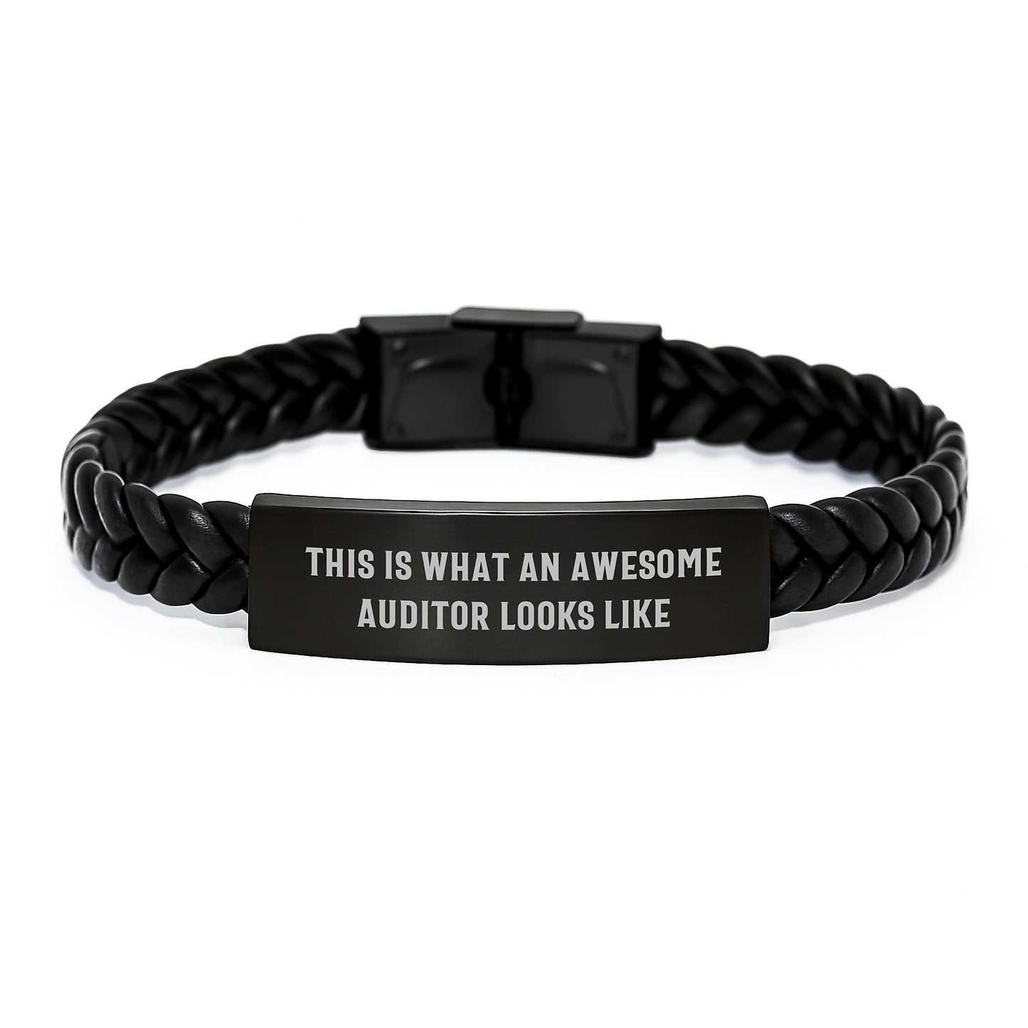 Auditor Gifts for Men, Unique Interlaced Leather Bracelet from Friends for Graduation - 'This Is What An Awesome Auditor Looks Like' Inspired - Image 1