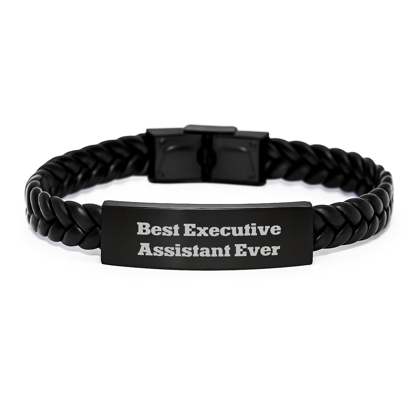 Inspirational Executive Assistant Gifts from Friends, Best Ever Interlaced Leather Bracel, 'Best Executive Assistant Ever' Quote, Unique Graduation Gifts for Men or Women - Image 1