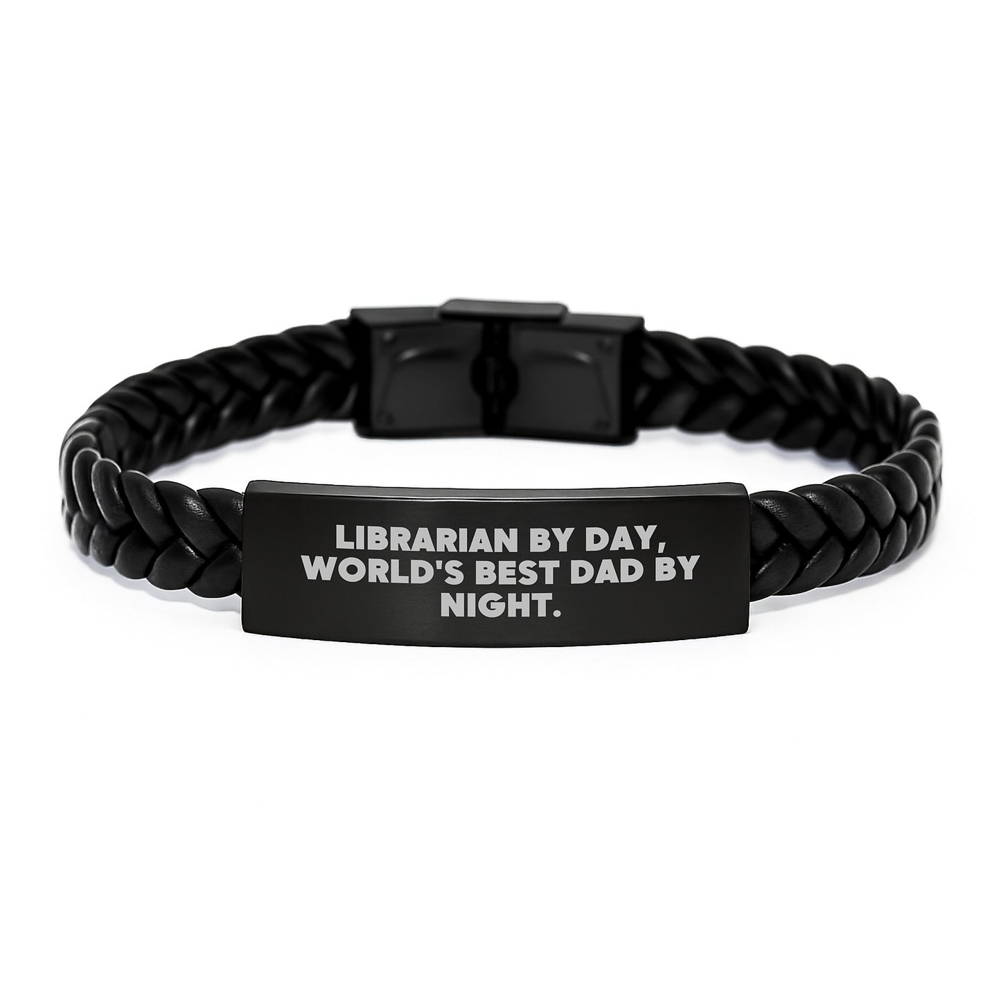 Librarian Gifts by Day, Unique Interlaced Leather Birthday Unique Gifts for Men from World's Best Dad by Night. - Image 1